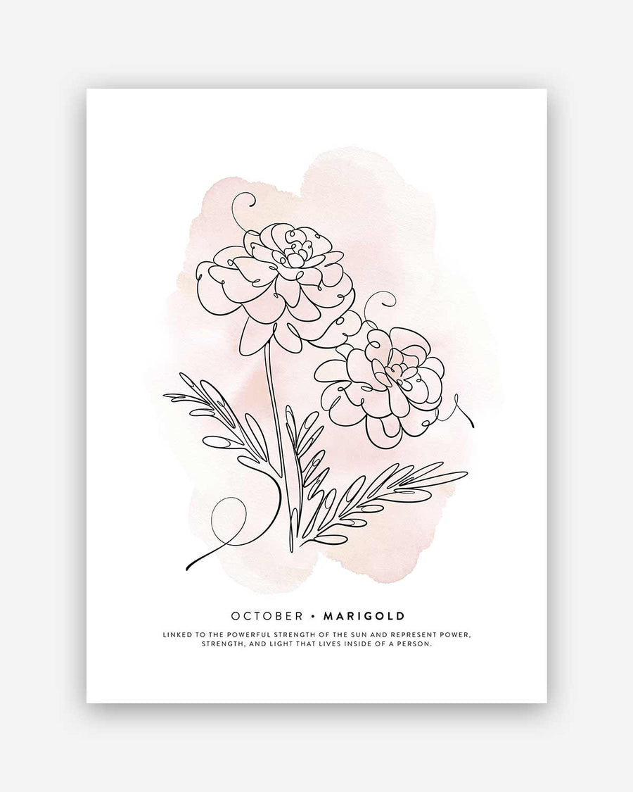 Birth month flower print | October - Marigold