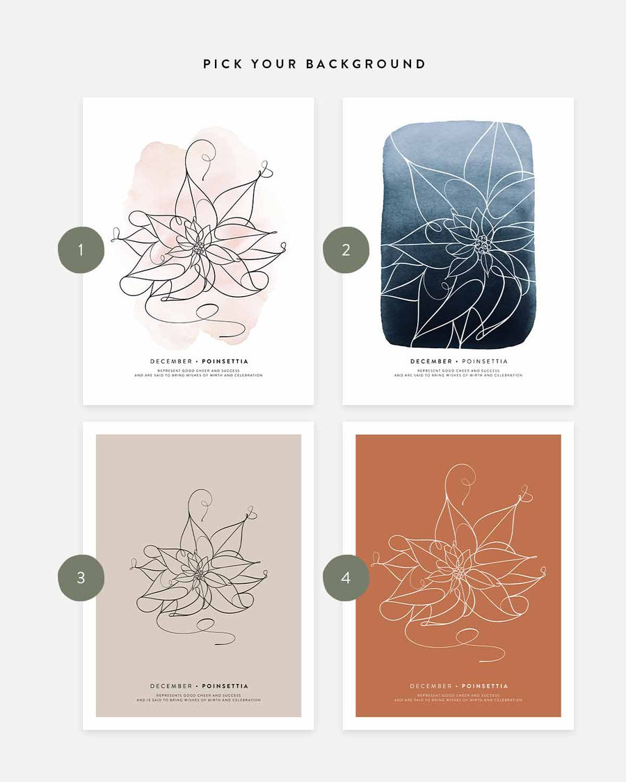 Birth month flower print | December - Poinsettia