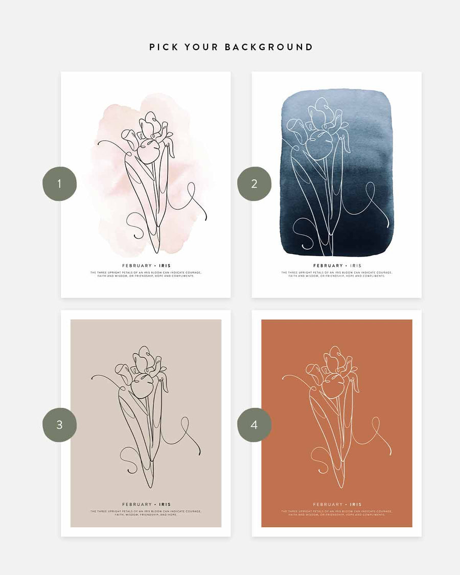 Birth month flower print | February - Iris